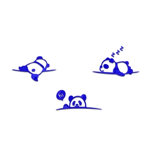 Cute 3D acrylic panda wall decals in navy blue for kids room and living room decor