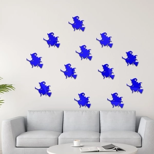 Blue mirror acrylic Halloween witch wall stickers for modern living room decor