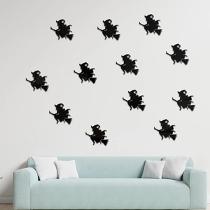 3D acrylic wizard on broomstick wall stickers set on white wall above sofa