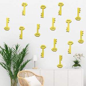 Pegatinas de pared modernas de acrílico amarillo limón en forma de llave para el hogar