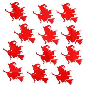 Set of 12 red acrylic Halloween witch silhouette stickers for wall decoration
