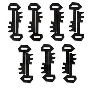 Set de 7 pegatinas de pared 3D de acrílico negro espejo con forma de llave decorativa
