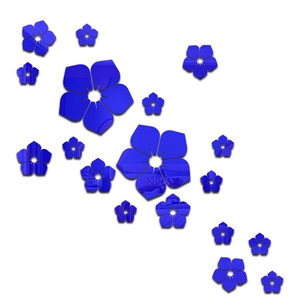 Détails de stickers muraux 3D en forme de fleurs en acrylique bleu effet miroir