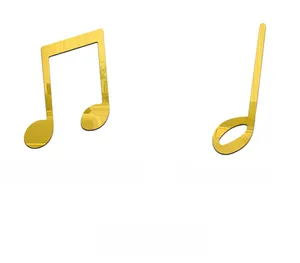 Detailed dimensions of gold acrylic musical note wall stickers for music room decor