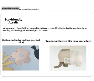 Détail de stickers muraux miroir en acrylique avec support auto-adhésif
