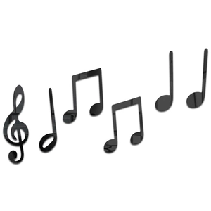 3D black acrylic musical note wall stickers with reflective mirror finish for music room