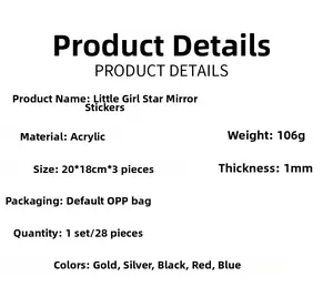 Detailed specifications of 3D acrylic mirror girl and stars wall sticker decoration