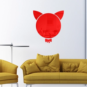 Sticker mural miroir acrylique créatif en forme de chouette rouge pour le salon