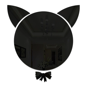 Sticker mural créatif en acrylique noir en forme de chat pour décoration intérieure