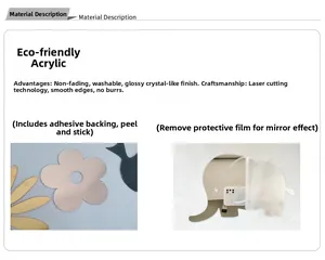 Détail de stickers muraux 3D en acrylique miroir autocollants avec bords découpés au laser