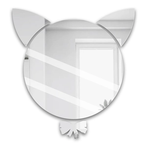 Détails des stickers muraux miroirs en forme de chat en matériau acrylique de qualité