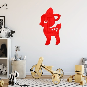 Cute red deer acrylic mirror wall sticker for children's room decoration in a play area
