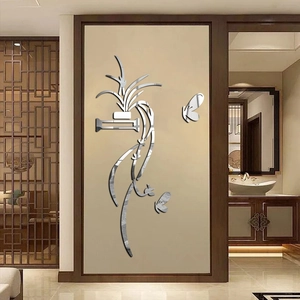 3D Acrylic Mirror Wall Sticker Modern Butterfly Floral Botanical Pattern Waterproof DIY Wall Decal For Living Room Home Decor
