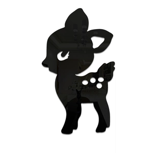 Cute deer acrylic mirror wall sticker in black finish for kids room decoration