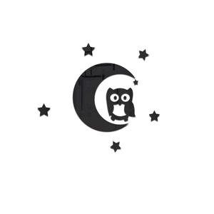 Stickers muraux hibou et lune en acrylique noir avec étoiles pour décoration de salon moderne