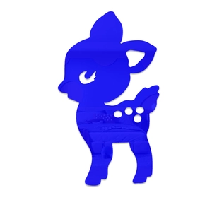 Blue acrylic mirror wall sticker featuring a cute cartoon deer silhouette for kids room