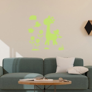 Stickers muraux lumineux avec girafes et fleurs pour décorer une chambre d'enfant