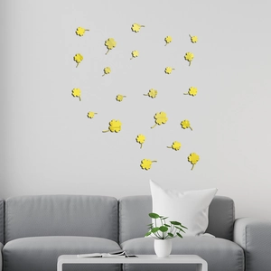 Golden 3D acrylic clover wall stickers set for modern living room background decoration
