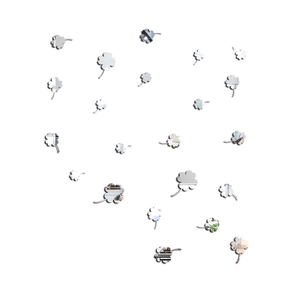 Set of mirror clover wall stickers in various sizes arranged on a white surface