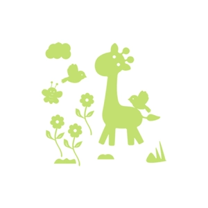 Stickers muraux fluorescents avec girafe et oiseaux pour déco chambre d'enfant