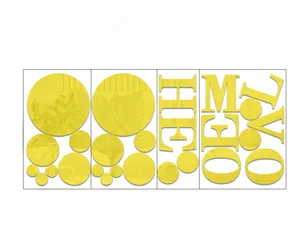 Detailed dimensions of 3D acrylic mirror wall stickers with HOME and LOVE letters
