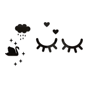 3D acrylic mirror wall stickers featuring swan, clouds and stars for home decoration