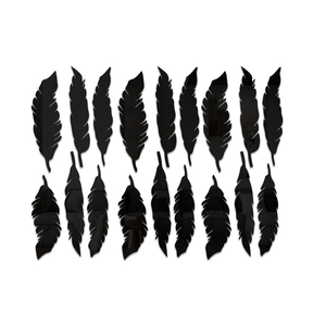 18-piece black acrylic feather mirror wall stickers for living room decor set
