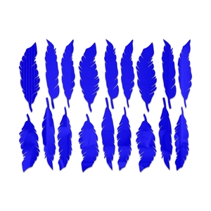 Set of 18 blue feather acrylic mirror wall stickers for modern home living room decor