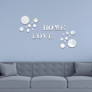 3D Mirror Acrylic Wall Stickers Home Love Letter Wall Decals Waterproof Self Adhesive Circle Dot Decor For Living Room