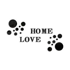3D acrylic mirror wall stickers with HOME and LOVE lettering for home decor