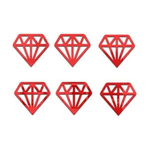 Set mit 6 roten Diamanten 3D-Acryl-Spiegelwandaufkleber für die Heimdekoration