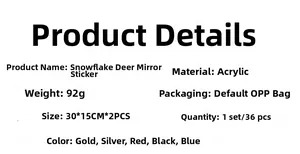 Detailed technical specifications for 3D acrylic snowflake deer mirror wall stickers