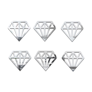 6er-Set silberne diamantförmige Acryl-Wandsticker mit geometrischen Linien für Deko