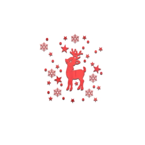 Detail of red acrylic mirror wall stickers featuring Christmas deer and snowflake set