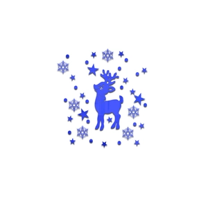 Detail view of 3D navy blue mirror acrylic reindeer and snowflake wall stickers