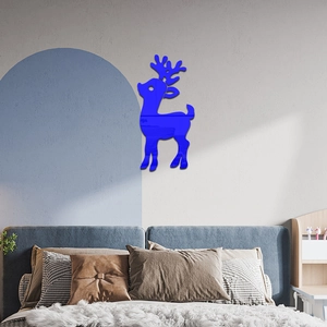 3D mirror wall sticker featuring a blue reindeer design for modern bedroom home decor