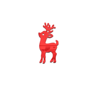 Detail of red acrylic mirror wall sticker in cute 3D reindeer silhouette for home decor