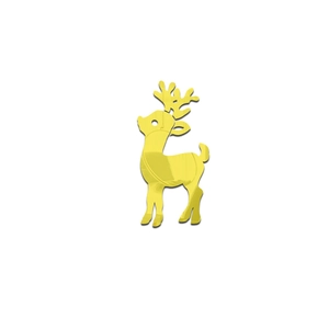 Detailed close-up of golden acrylic deer mirror wall sticker with glossy reflective finish