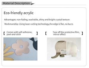 Detail of self-adhesive acrylic mirror wall sticker showing laser-cut edges and protective film