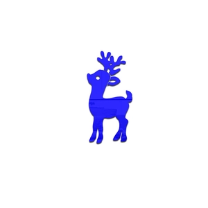 Detailed view of a blue acrylic 3D mirror deer wall sticker with a glossy finish