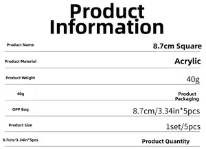 Detailed specifications of 5-piece 8.7cm square acrylic 3D mirror wall sticker set