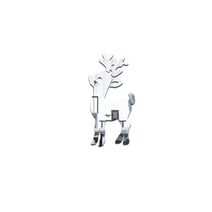 Detail of silver mirror deer wall sticker with reflective surface and reindeer design