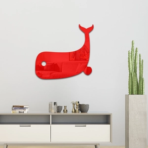 Cute red whale mirror acrylic wall sticker for bathroom and kids room decoration