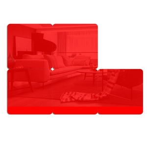 5 pieces set of red acrylic square mirror wall stickers for creative home decor layout