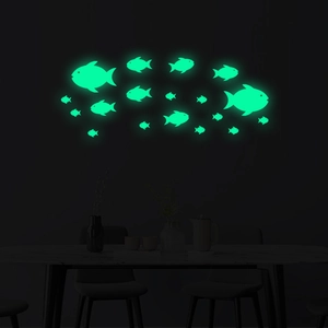 Luminous Fish Wall Stickers Glow In The Dark Fish School Decals For Kids Room Bedroom Bathroom Home Decor PET Stickers