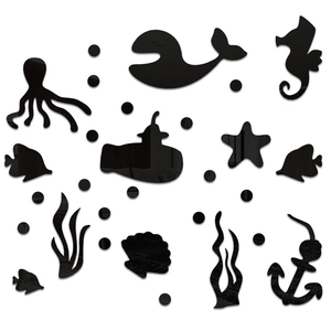 Acrylic mirror wall stickers with ocean animals theme for bathroom and nursery decor