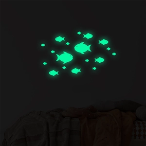 Luminous fish wall stickers glow in the dark for kids bedroom and nursery decoration