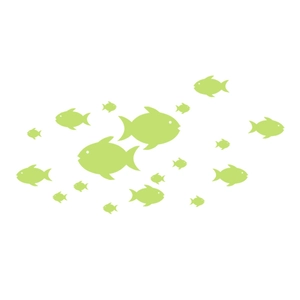 Luminous fish wall stickers in light green silhouettes for children room wall decor