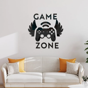 Détail de l'autocollant mural 3D en acrylique brillant motif manette de jeu vidéo
