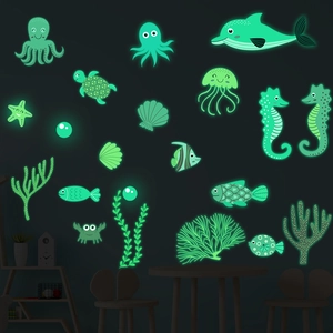 Luminous marine animal wall stickers glowing in dark for kids bedroom decoration
